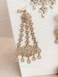 Statement American Diamond Tassel Bridal Choker Set with Pearls - SOKORA JEWELSStatement American Diamond Tassel Bridal Choker Set with PearlsNECKLACE SETS