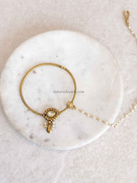 Statement Kundan Pearl Bridal Nath with Chain - SOKORA JEWELSStatement Kundan Pearl Bridal Nath with Chain