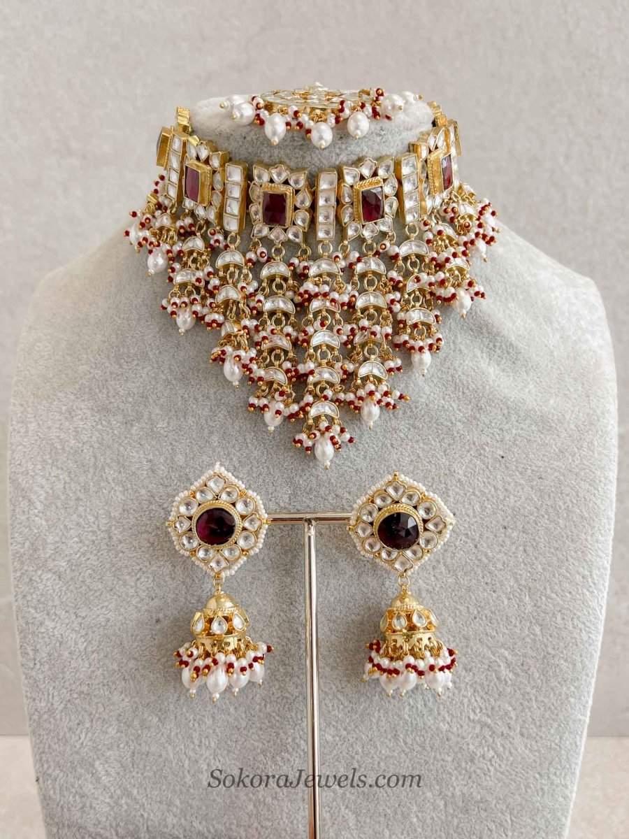 Statement Luxury Ruby Kundan Bridal Choker Set – Heritage Collection - SOKORA JEWELSStatement Luxury Ruby Kundan Bridal Choker Set – Heritage Collection