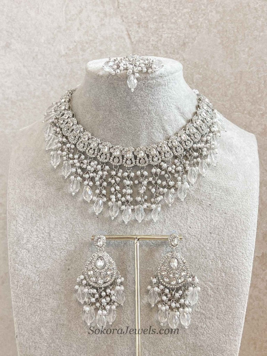 Statement Silver Tassel Choker Set - SOKORA JEWELSStatement Silver Tassel Choker SetNECKLACE SETS