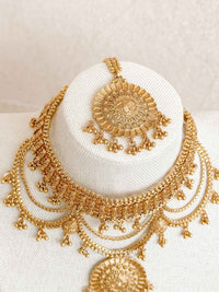 Subarna Gold Layered Necklace Set - SOKORA JEWELSSubarna Gold Layered Necklace Set