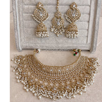 Sukhi Bridal Jewellery Set - Clear/Pearl - SOKORA JEWELSSukhi Bridal Jewellery Set - Clear/Pearl