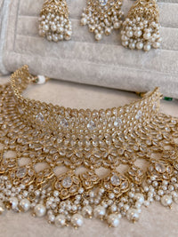 Sukhi Bridal Jewellery Set - Clear/Pearl - SOKORA JEWELSSukhi Bridal Jewellery Set - Clear/Pearl