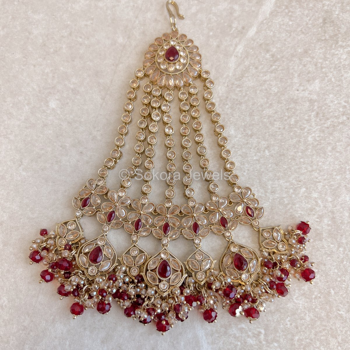 Sukhi Jhumar - Maroon - SOKORA JEWELSSukhi Jhumar - Maroon