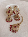 Sukhi Long Jhumka & Tikka set - Maroon - SOKORA JEWELSSukhi Long Jhumka & Tikka set - Maroon