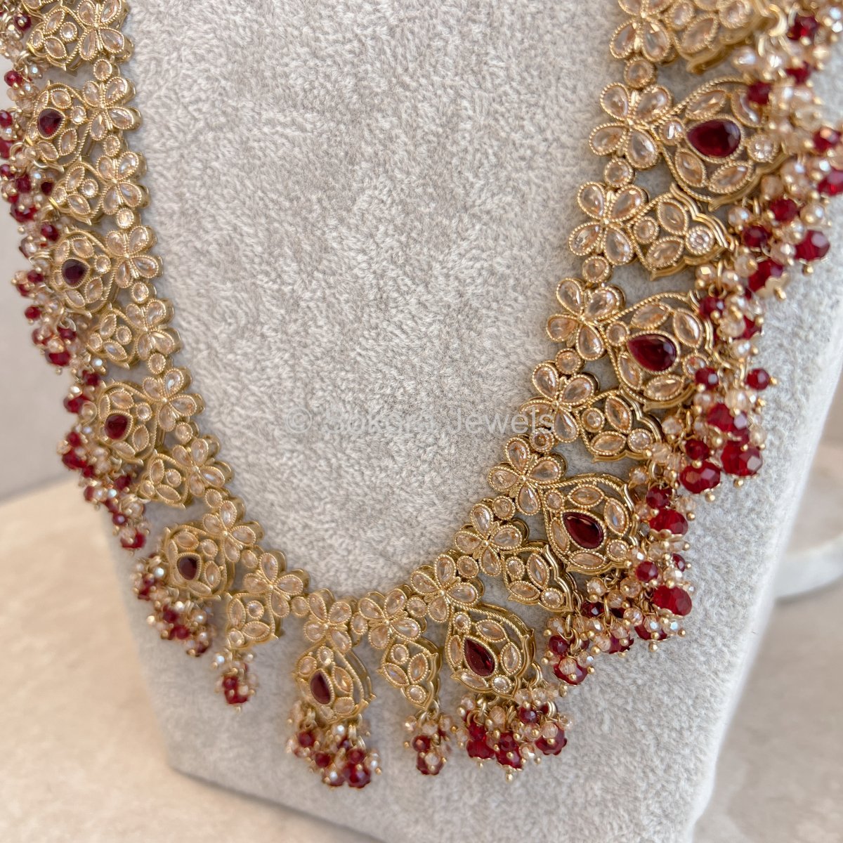 Sukhi Long Necklace - Maroon - SOKORA JEWELSSukhi Long Necklace - Maroon