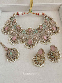 Sulayha Pastel Bridal Jewellery Set - SOKORA JEWELSSulayha Pastel Bridal Jewellery Set
