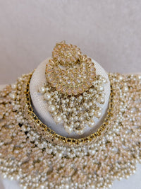 Sumaira Bridal Necklace and Earring Set - Pearl - SOKORA JEWELSSumaira Bridal Necklace and Earring Set - Pearl