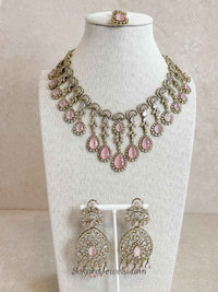 Suneeta Bridal American Diamond Set – Antique Gold Base - SOKORA JEWELSSuneeta Bridal American Diamond Set – Antique Gold BaseNECKLACE SETS