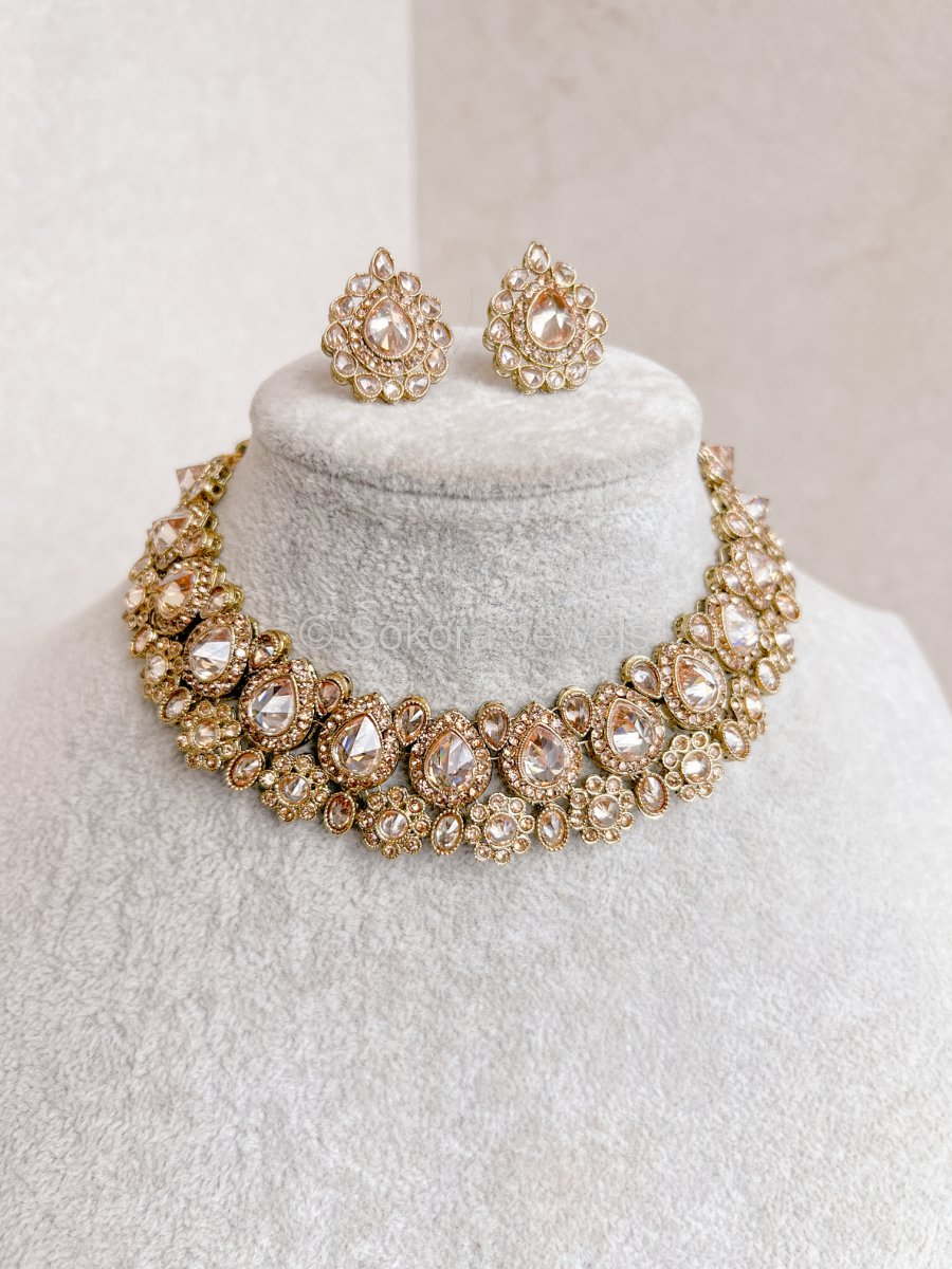 Swarna Necklace set - Champagne - SOKORA JEWELSSwarna Necklace set - Champagne