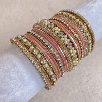 Swati Bangle Set - Gold & Pink - SOKORA JEWELSSwati Bangle Set - Gold & PinkBANGLES