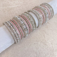 Swati Bangle Set - Pink & Silver - SOKORA JEWELSSwati Bangle Set - Pink & SilverBANGLES