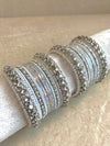 Taanvi Small Bangle Set - White/Silver - SOKORA JEWELSTaanvi Small Bangle Set - White/SilverBANGLES