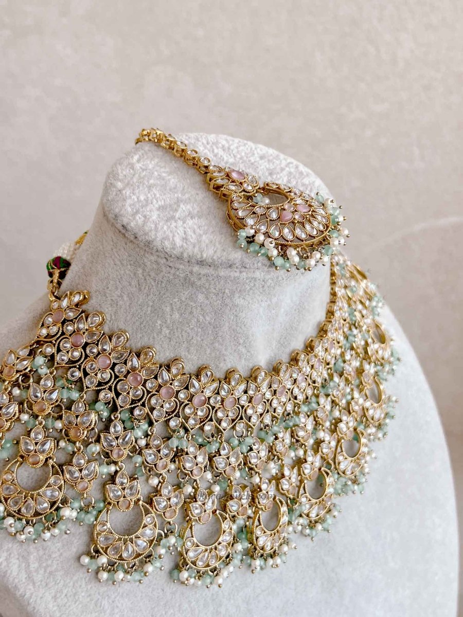 Taara Bridal Jewellery Set - Pastel Clear - SOKORA JEWELSTaara Bridal Jewellery Set - Pastel Clear