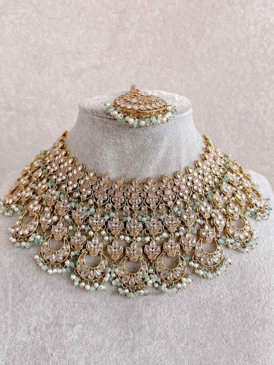 Taara Bridal Jewellery Set - Pastel Clear - SOKORA JEWELSTaara Bridal Jewellery Set - Pastel Clear