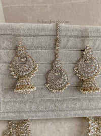 Taara Bridal Set - Clear Crystals & Pearl Beads - SOKORA JEWELSTaara Bridal Set - Clear Crystals & Pearl Beads
