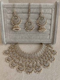 Taara Bridal Set - Clear Crystals & Pearl Beads - SOKORA JEWELSTaara Bridal Set - Clear Crystals & Pearl Beads