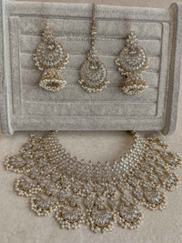 Taara Bridal Set - Clear Crystals & Pearl Beads - SOKORA JEWELSTaara Bridal Set - Clear Crystals & Pearl Beads