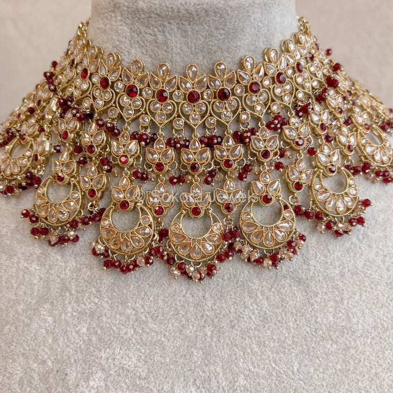 Taara Bridal set - Maroon - SOKORA JEWELSTaara Bridal set - Maroon