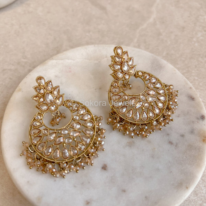 Taara Flat Earrings - Champagne - SOKORA JEWELSTaara Flat Earrings - Champagne