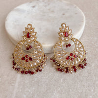 Taara Flat Earrings - Maroon - SOKORA JEWELSTaara Flat Earrings - Maroon