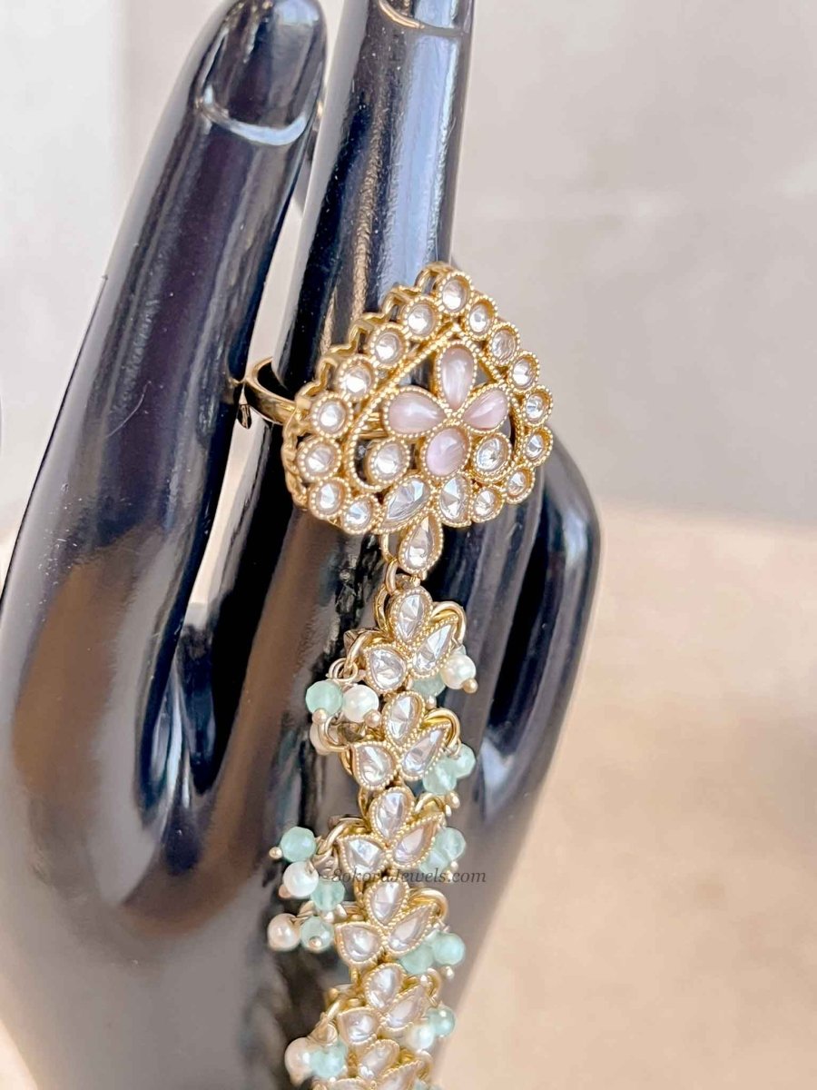 Taara Hand Chain - Pastel Clear - SOKORA JEWELSTaara Hand Chain - Pastel Clear
