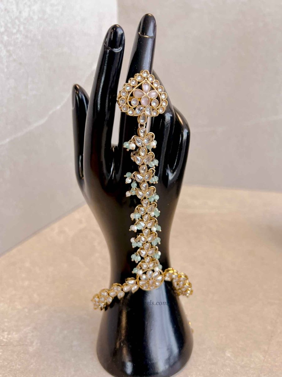 Taara Hand Chain - Pastel Clear - SOKORA JEWELSTaara Hand Chain - Pastel Clear