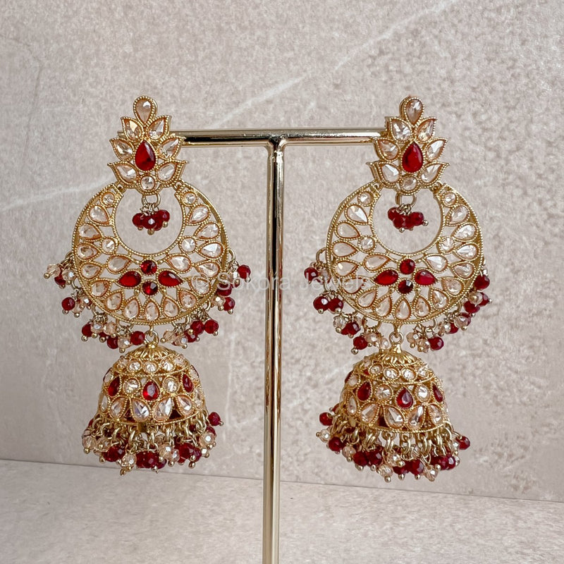 Taara Long Earrings - Maroon - SOKORA JEWELSTaara Long Earrings - Maroon