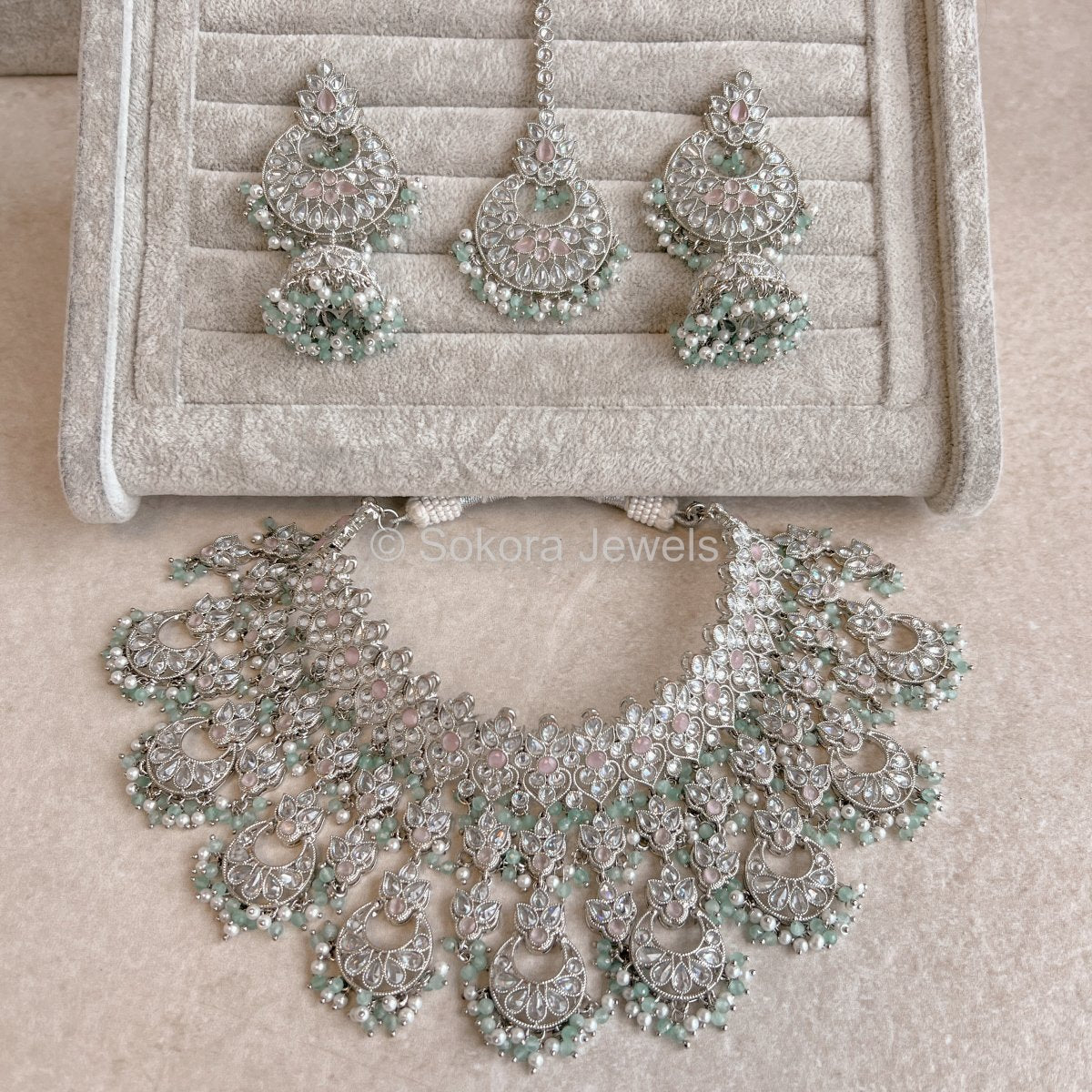 Taara Silver Bridal set - Pastels - SOKORA JEWELSTaara Silver Bridal set - Pastels