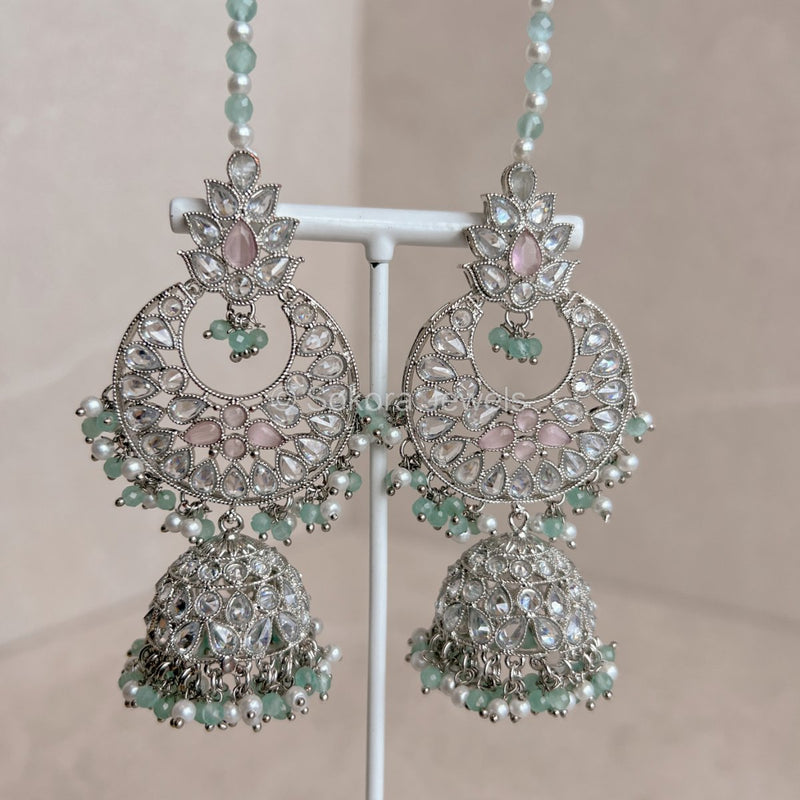 Taara Silver Jhumka Earrings - Pastels - SOKORA JEWELSTaara Silver Jhumka Earrings - Pastels