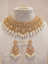 Tahia Bridal necklace set - Champagne - SOKORA JEWELSTahia Bridal necklace set - Champagne