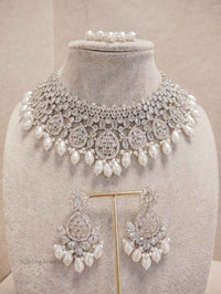 Tahia Bridal Necklace Set - Silver - SOKORA JEWELSTahia Bridal Necklace Set - Silver