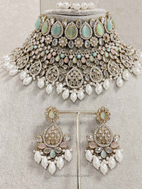 Tahia Choker Necklace Set - Spring Pastels - SOKORA JEWELSTahia Choker Necklace Set - Spring Pastels