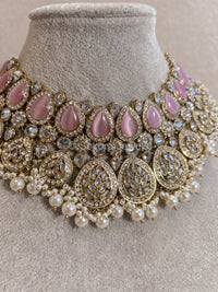 Tamannaah Bridal necklace set - Pink - SOKORA JEWELSTamannaah Bridal necklace set - Pink