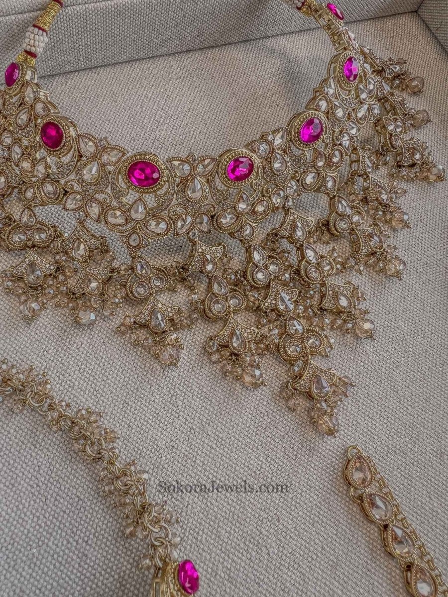 Tamara Bridal Necklace Set - Golden - SOKORA JEWELSTamara Bridal Necklace Set - Golden