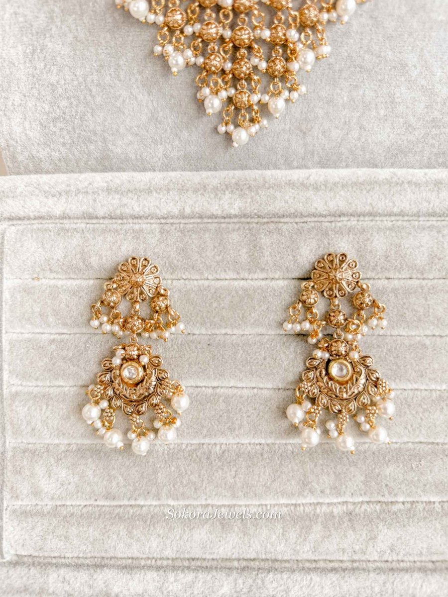 Tasselled Gold Necklace set - SOKORA JEWELSTasselled Gold Necklace set