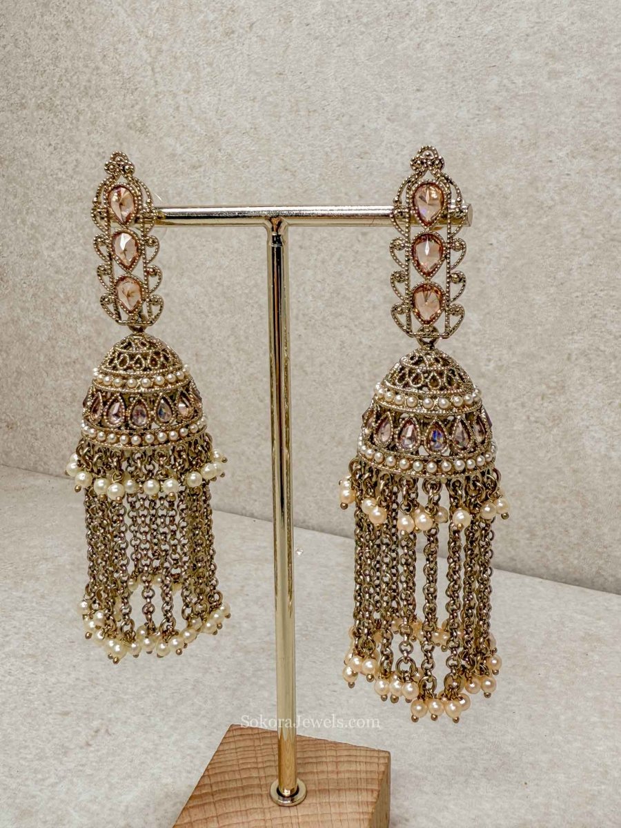 Tasselled Jhumka Earrings - SOKORA JEWELSTasselled Jhumka Earrings