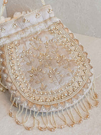 Tasselled Potli Bag - Beige - SOKORA JEWELSTasselled Potli Bag - Beige