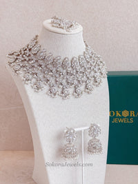 Tayyaba Bridal Jewellery Set - Silver - SOKORA JEWELSTayyaba Bridal Jewellery Set - Silver