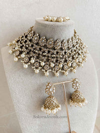 Tayyaba Necklace Set - Clear Crystal - SOKORA JEWELSTayyaba Necklace Set - Clear Crystal