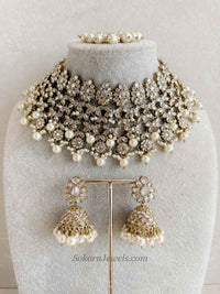 Tayyaba Necklace Set - Clear Crystal - SOKORA JEWELSTayyaba Necklace Set - Clear Crystal