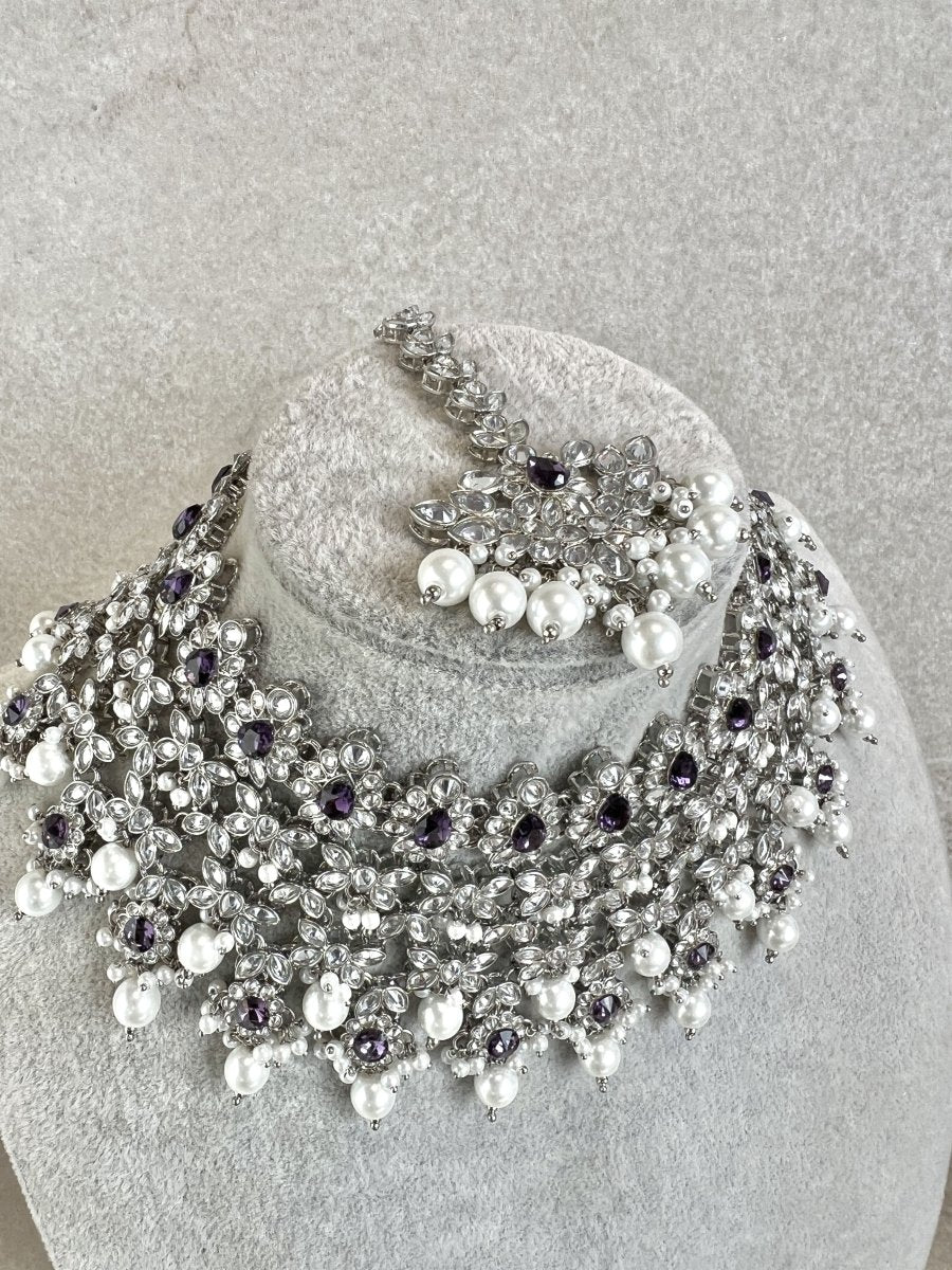 Tayyaba Necklace set - Purple - SOKORA JEWELSTayyaba Necklace set - Purple