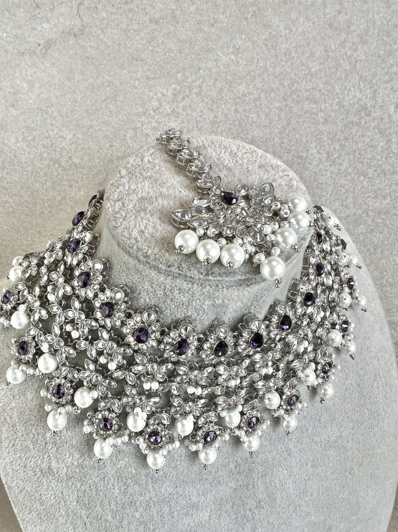 Tayyaba Necklace set - Purple - SOKORA JEWELSTayyaba Necklace set - Purple