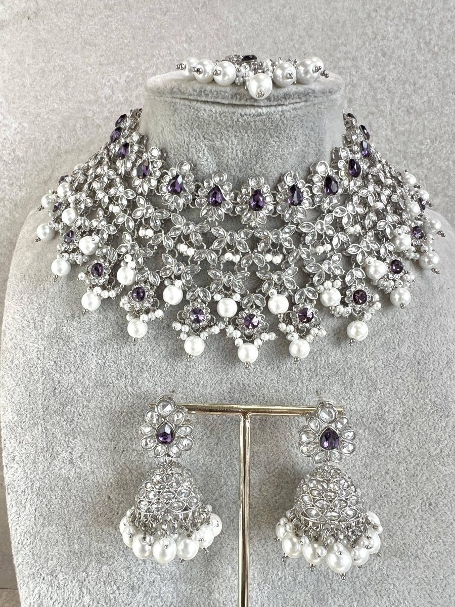 Tayyaba Necklace set - Purple - SOKORA JEWELSTayyaba Necklace set - Purple