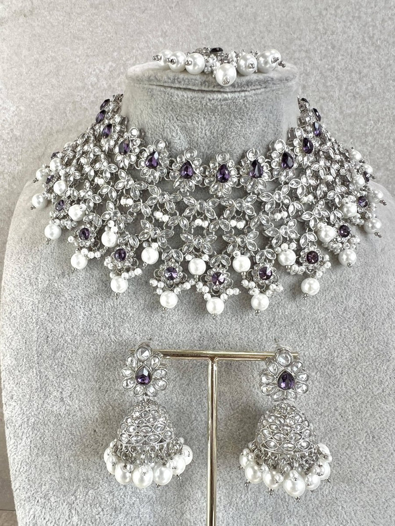 Tayyaba Necklace set - Purple - SOKORA JEWELSTayyaba Necklace set - Purple