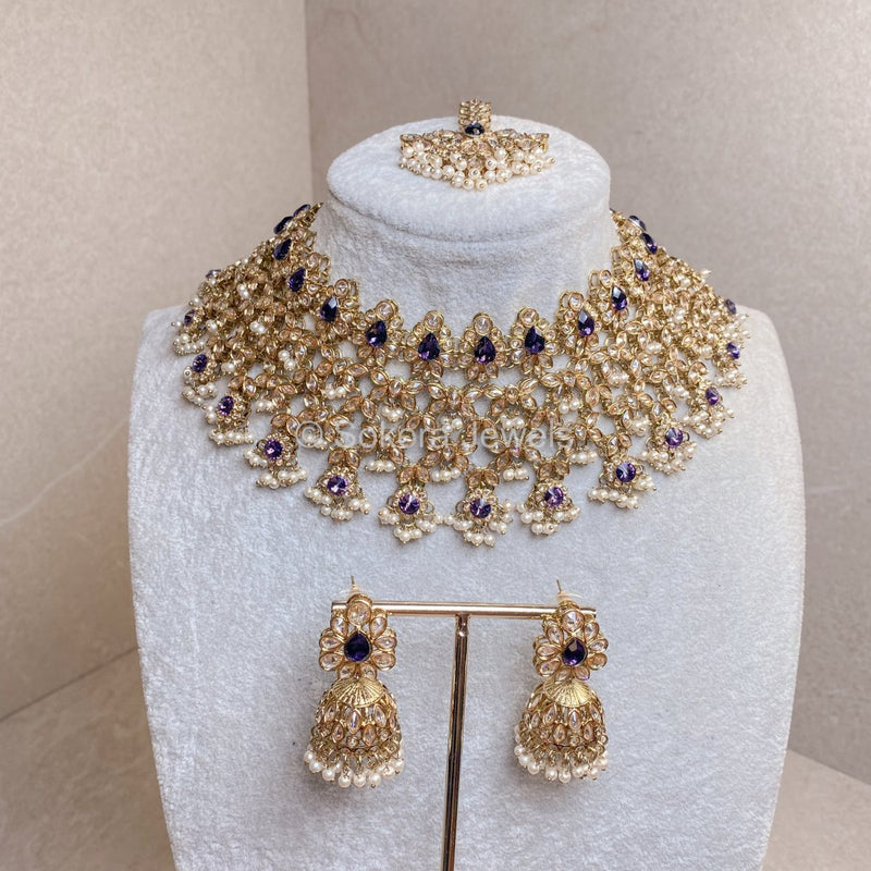 Tayyaba Necklace Set - Purple - SOKORA JEWELSTayyaba Necklace Set - Purple