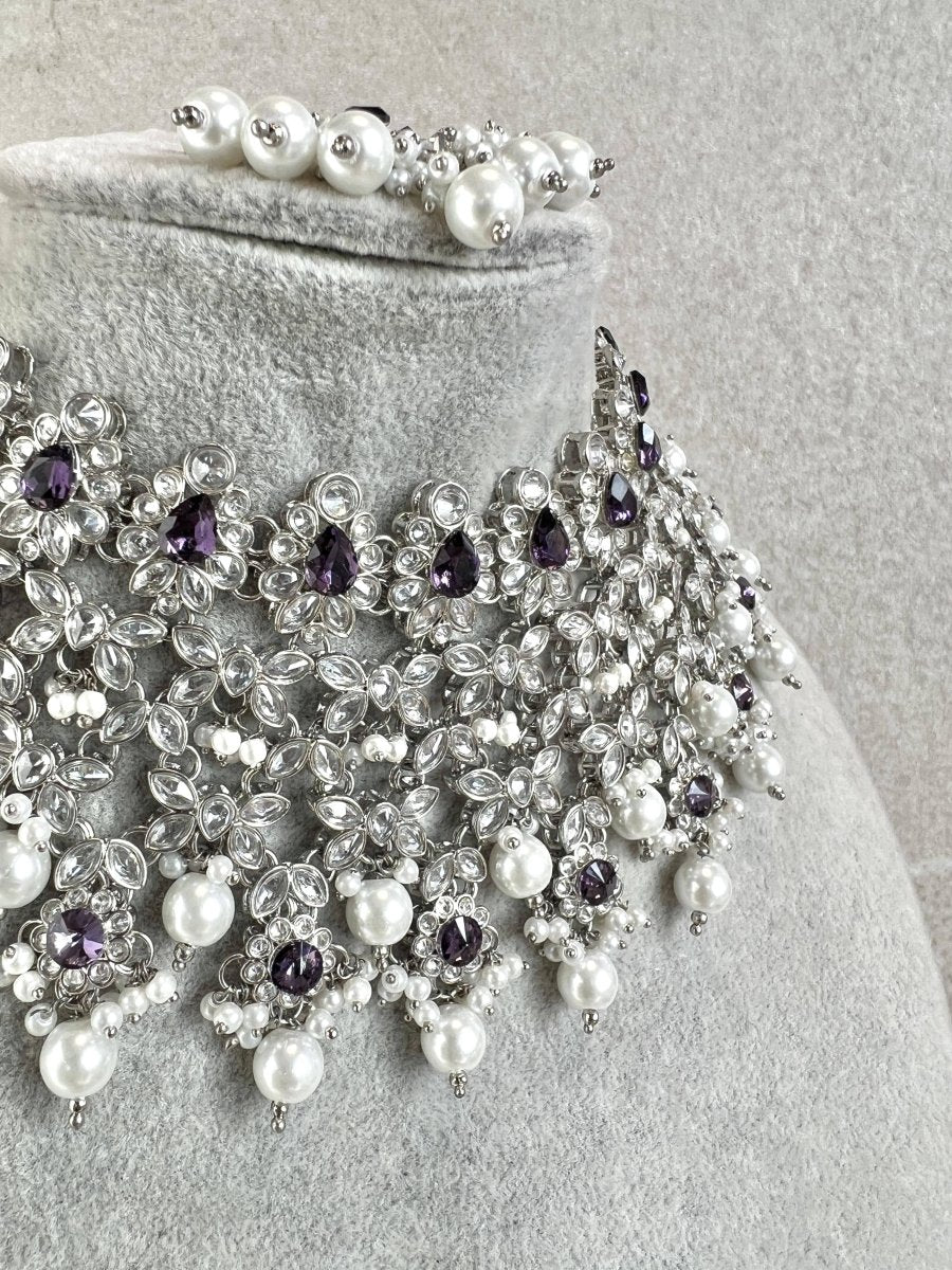 Tayyaba Necklace set - Purple - SOKORA JEWELSTayyaba Necklace set - Purple