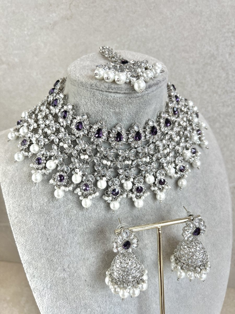 Tayyaba Necklace set - Purple - SOKORA JEWELSTayyaba Necklace set - Purple