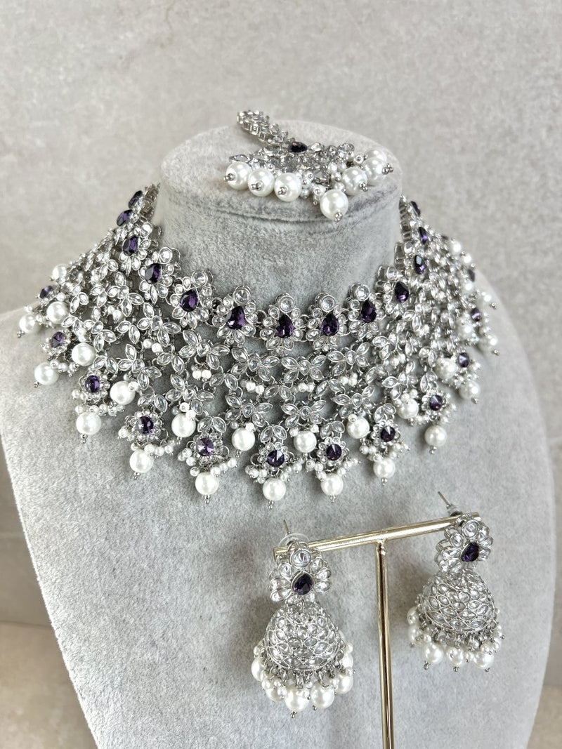 Tayyaba Necklace set - Purple - SOKORA JEWELSTayyaba Necklace set - Purple