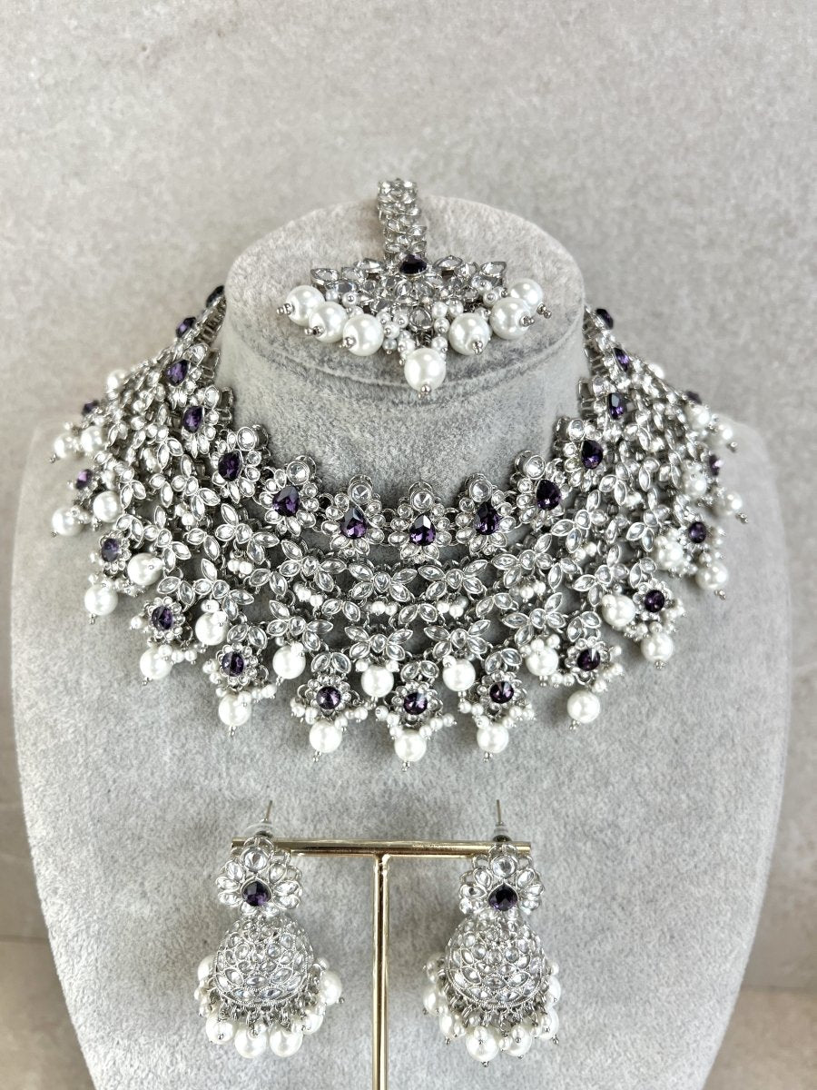 Tayyaba Necklace set - Purple - SOKORA JEWELSTayyaba Necklace set - Purple
